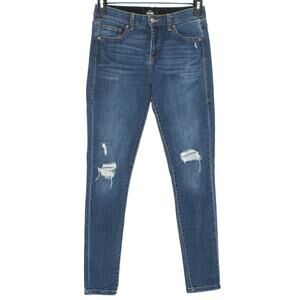 LuLaRoe Womens Jeans Skinny Distressed Elastic Waist Zip Fly Blue Size 26 IP